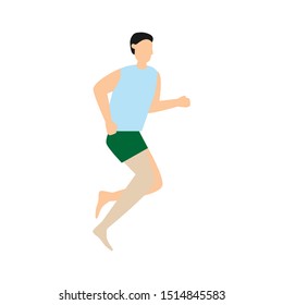 Man running. Flat cartoon character isolated on white background.