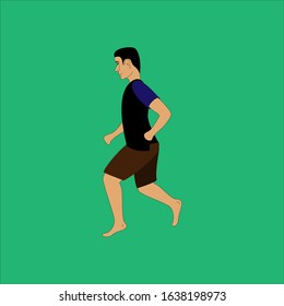 a man is running. Flat cartoon vector illustration.