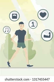 man running with  flat icon 
