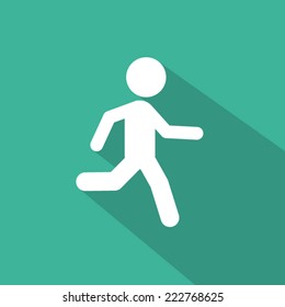 Man running flat icon with long shadow. Vector illustration eps10.