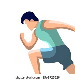 Man running flat illustration with gradient colour.