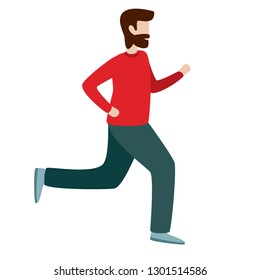 Man running. Flat style vector character illustration isolated on white background