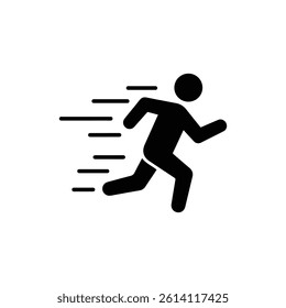 Man Running Forward with Wind Lines Simple Icon