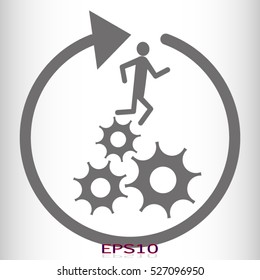 man, running, gear, vector icon, eps10
