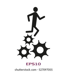 man, running, gear, vector icon, eps10