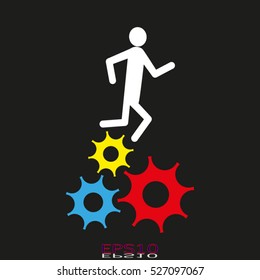 man, running, gear, vector icon, eps10