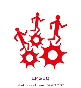 man, running, gear, vector icon, eps10