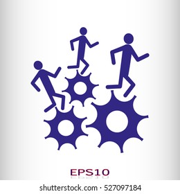 man, running, gear, vector icon, eps10