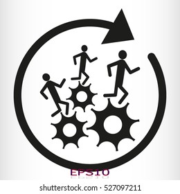 man, running, gear, vector icon, eps10