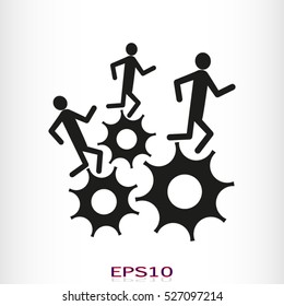 man, running, gear, vector icon, eps10