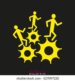 man, running, gear, vector icon, eps10