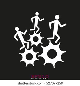 man, running, gear, vector icon, eps10