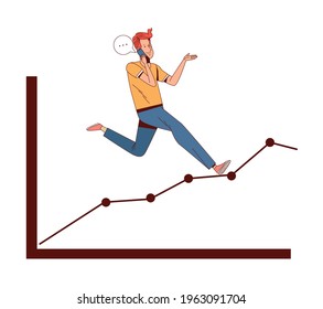 man running of goal in statistic graphic