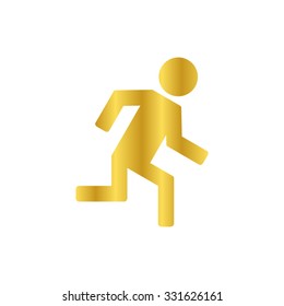man running - gold vector icon