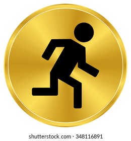 man running - gold vector icon