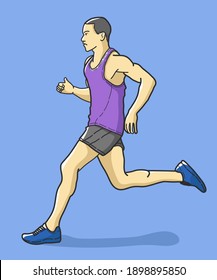 A man is running. hand drawn style vector design illustrations.