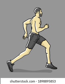 A man is running. hand drawn style vector design illustrations.