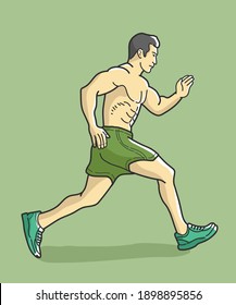A man is running. hand drawn style vector design illustrations.