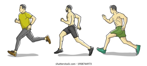 A man is running. hand drawn style vector design illustrations.