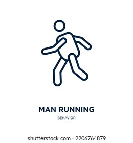 man running icon from behavior collection. Thin linear man running, man, human outline icon isolated on white background. Line vector man running sign, symbol for web and mobile