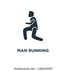 Man Running icon. Black filled vector illustration. Man Running symbol on white background. Can be used in web and mobile.