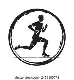 Man running icon in circle . Vector illustration