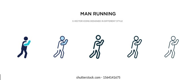 man running icon in different style vector illustration. two colored and black man running vector icons designed in filled, outline, line and stroke style can be used for web, mobile, ui