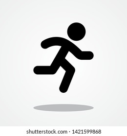 Man Running Icon with Gray Shadow