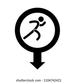 man running icon and map pointer. running races here