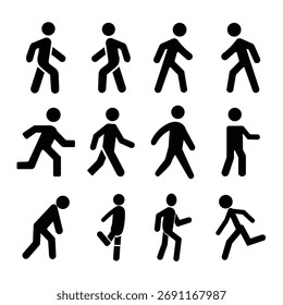 man running icon set vector