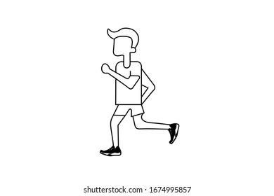 man running icon vector illustration eps10. Isolated badge athlete flat design for website or app - stock graphics.