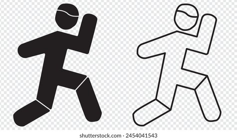 man running icon vector illustration eps10. Isolated badge athlete flat design for website or app - stock graphics. transparent background