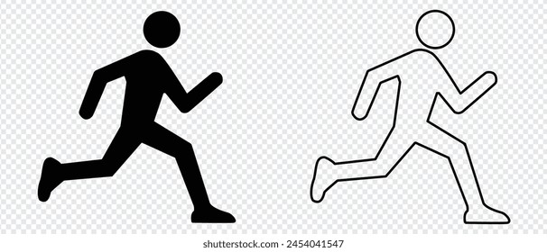 man running icon vector illustration eps10. Isolated badge athlete flat design for website or app - stock graphics. transparent background