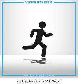 man running icon vector illustration eps10. Isolated badge athlete flat design for website or app - stock graphics