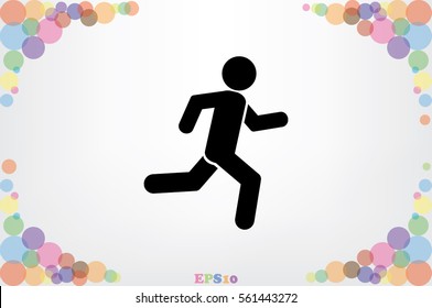 man running icon vector illustration eps10. Isolated badge athlete flat design for website or app - stock graphics 