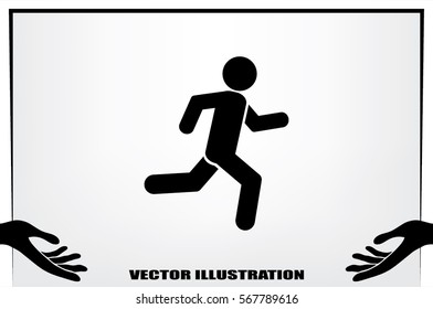 man running icon vector illustration eps10. Isolated badge athlete flat design for website or app - stock graphics.