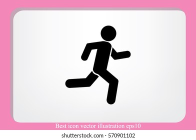 man running icon vector illustration eps10. Isolated badge athlete flat design for website or app - stock graphics.