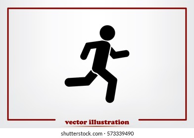 man running icon vector illustration eps10. Isolated badge athlete flat design for website or app - stock graphics