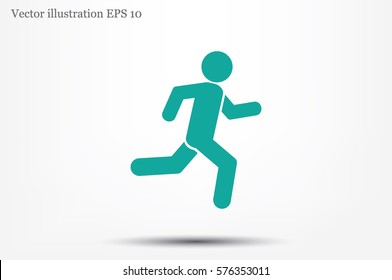 man running icon vector illustration eps10. Isolated badge athlete flat design for website or app - stock graphics.
