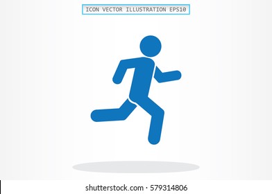 man running icon vector illustration eps10. Isolated badge athlete flat design for website or app - stock graphics.