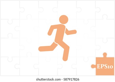 man running icon vector illustration. Isolated badge athlete flat design for website or app - stock graphics