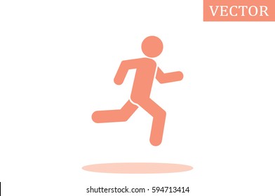 man running icon vector illustration eps10. Isolated badge athlete flat design for website or app - stock graphics.