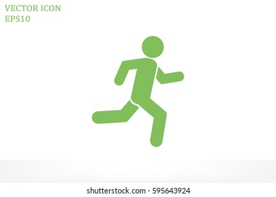 man running icon vector illustration eps10. Isolated badge athlete flat design for website or app - stock graphics.