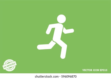 man running icon vector illustration eps10. Isolated badge athlete flat design for website or app - stock graphics
