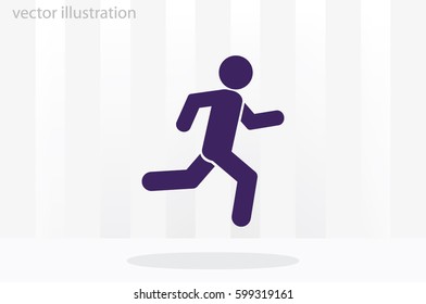 man running icon vector illustration eps10. Isolated badge athlete flat design for website or app - stock graphics
