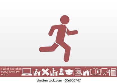 man running icon vector illustration eps10. Isolated badge athlete flat design for website or app - stock graphics