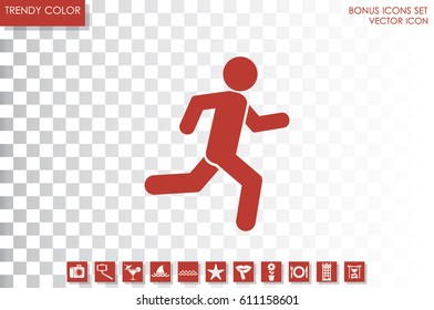 man running icon vector illustration eps10. Isolated badge athlete flat design for website or app - stock graphics