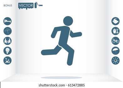 man running icon vector illustration eps10. Isolated badge athlete flat design for website or app - stock graphics