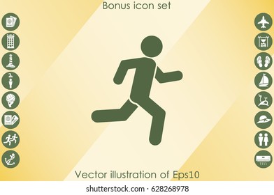man running icon vector illustration eps10. Isolated badge athlete flat design for website or app - stock graphics