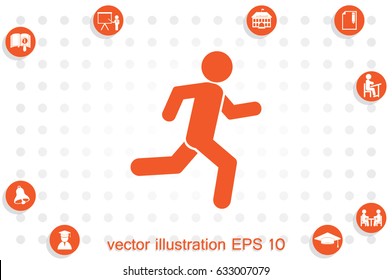 man running icon vector illustration eps10. Isolated badge athlete flat design for website or app - stock graphics